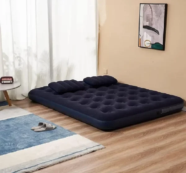 Double Size Flocked Air Bed with 2 Pillows