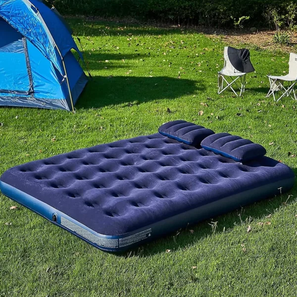 Double Size Flocked Air Bed with 2 Pillows