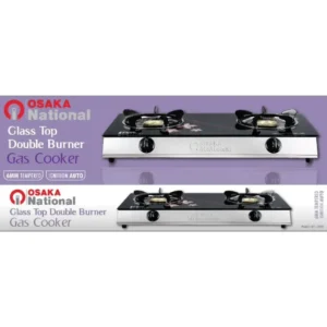 OSAKA National Glass Top Double Burner Gas Cooker GT-C028 Auto Ignition Sri Lanka
