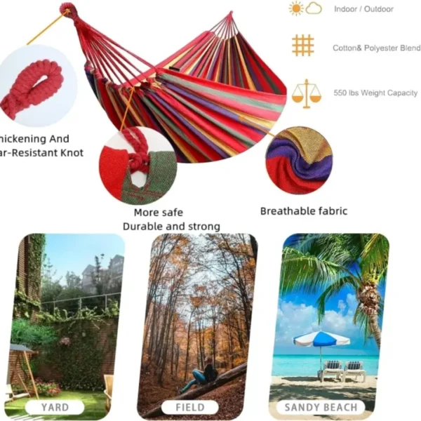 Portable red camping hammock for 1 and 2 persons outdoor use in Sri Lanka