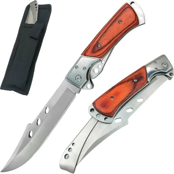 7Cr17MoV stainless steel folding outdoor knife with wooden handle