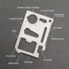 11-in-1 stainless steel pocket multi-tool card with multifunction tool openings