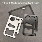 11-in-1 stainless steel pocket multi-tool card with multifunction tool openings